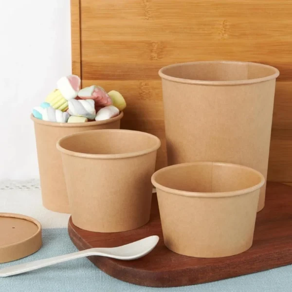 PAPER SOUP CONTAINER LIDS - 12/16/24/32 PP GOLDEN MAPLE